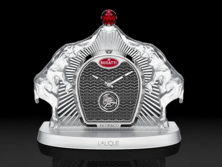Bugatti Calandre Table Clock by Jacob & Co. and Lalique Debuts