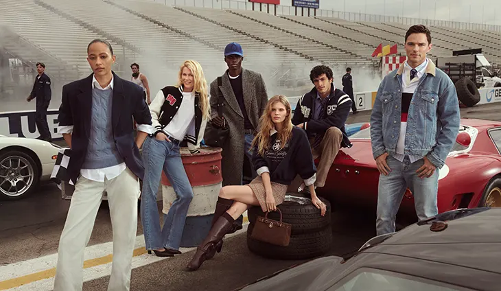 Nicholas Hoult and Claudia Schiffer in "Hilfiger Racing Club"