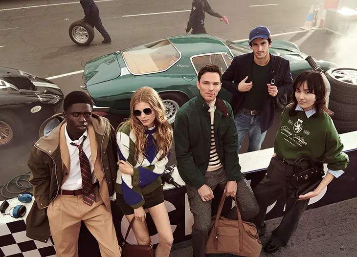Nicholas Hoult and Claudia Schiffer in "Hilfiger Racing Club"