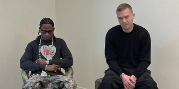 Travis Scott With Matthew M. Williams in His New Boot Design